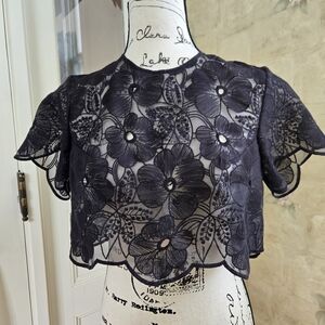 Chic Black Floral Lace Blouse